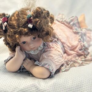 Adorable Pink Ruffle Doll with Curly Hair